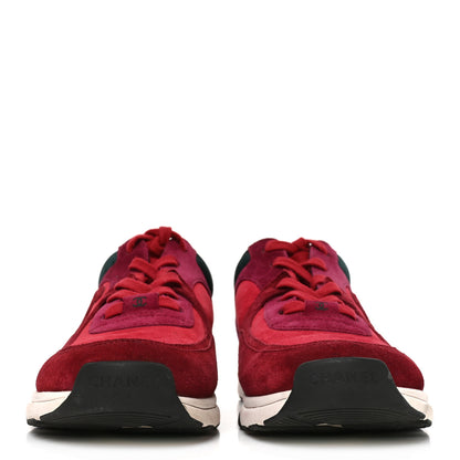 Chanel Suede Calfskin CC Sneakers 40 Burgundy Red 3 of 9
