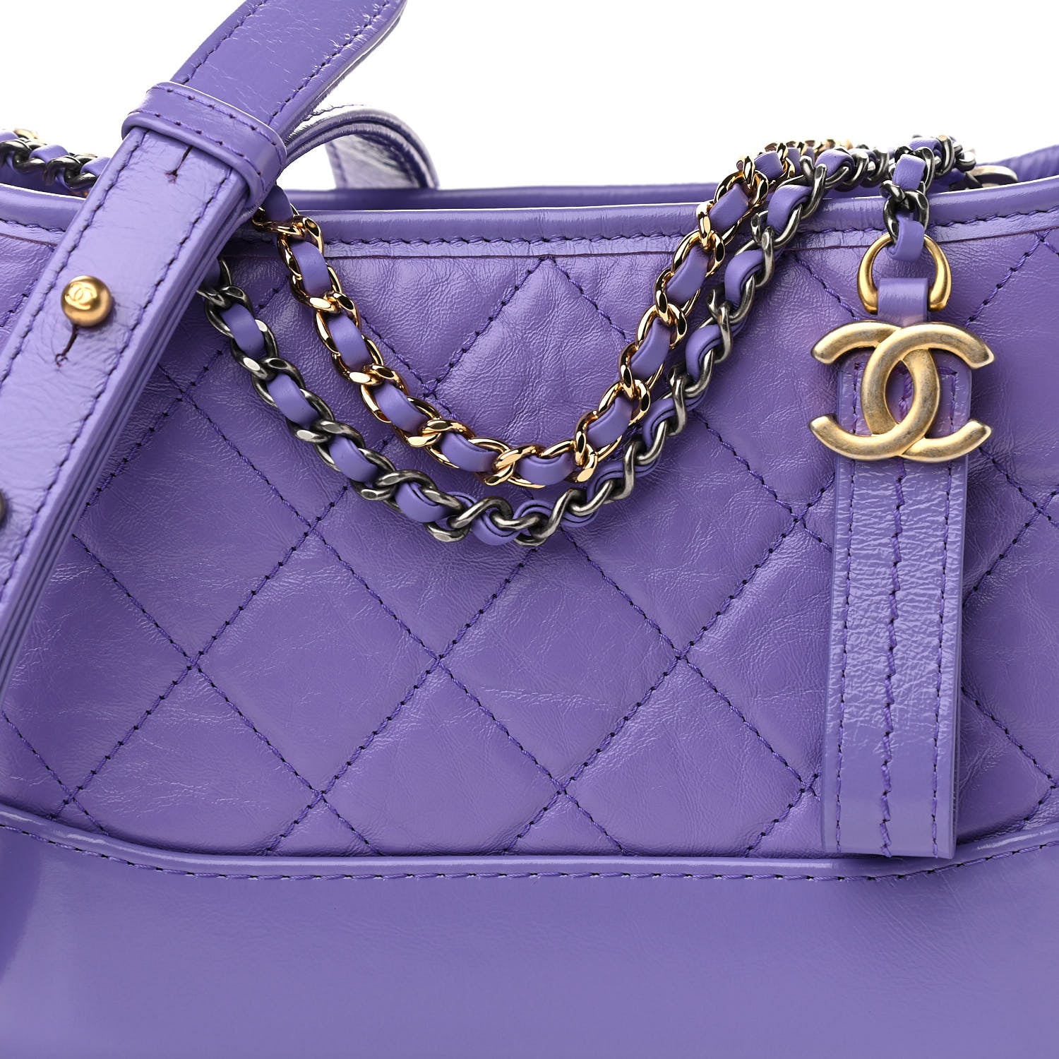Chanel Aged Calfskin Quilted Small Gabrielle Hobo Purple 10 of 11