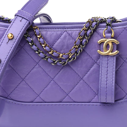 Chanel Aged Calfskin Quilted Small Gabrielle Hobo Purple 10 of 11