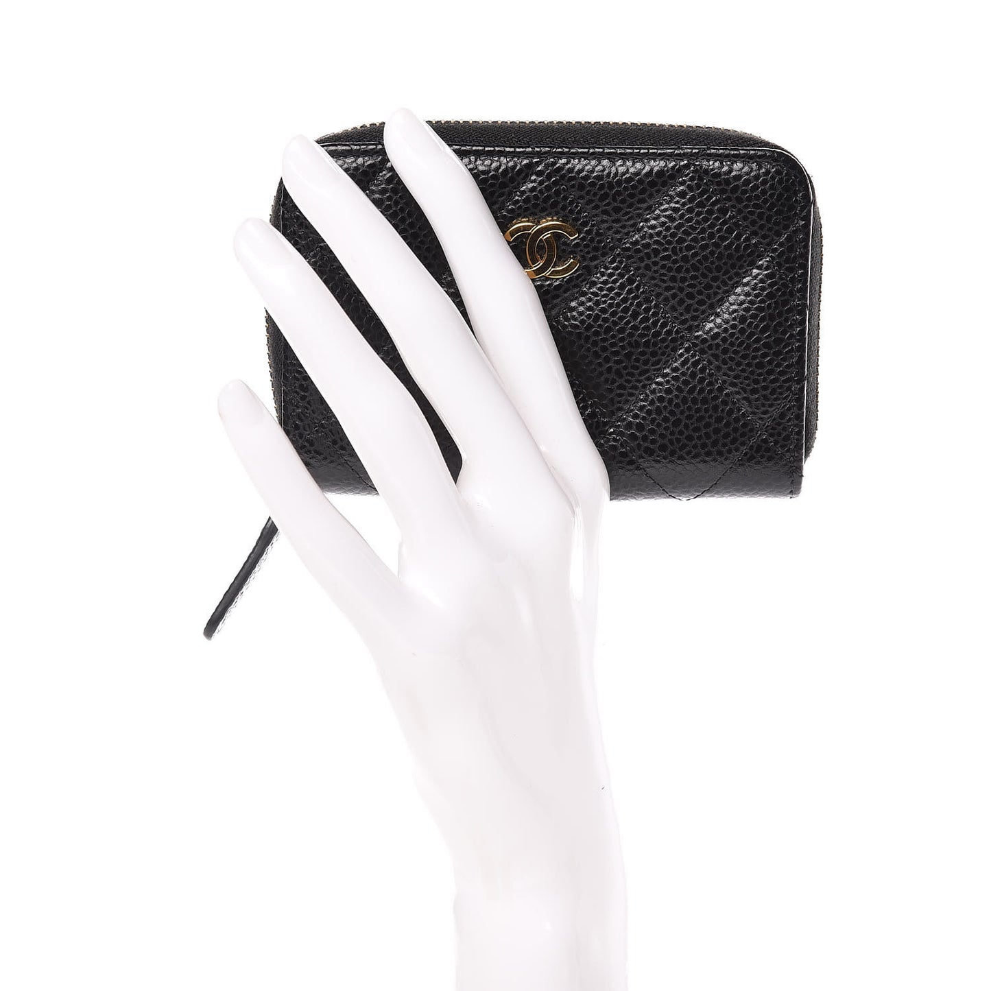 Caviar Quilted Zip Coin Purse Black