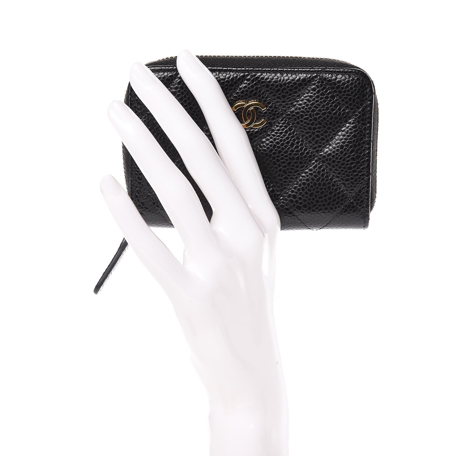Chanel Caviar Quilted Zip Coin Purse Black 2 of 8