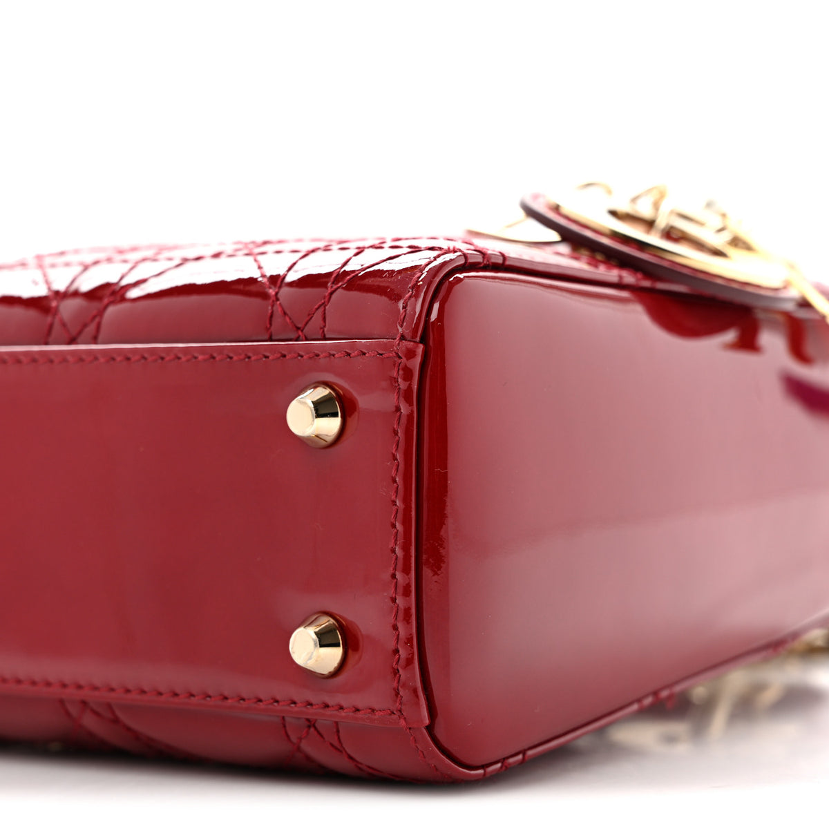 Patent Cannage Mini Lady Dior Red