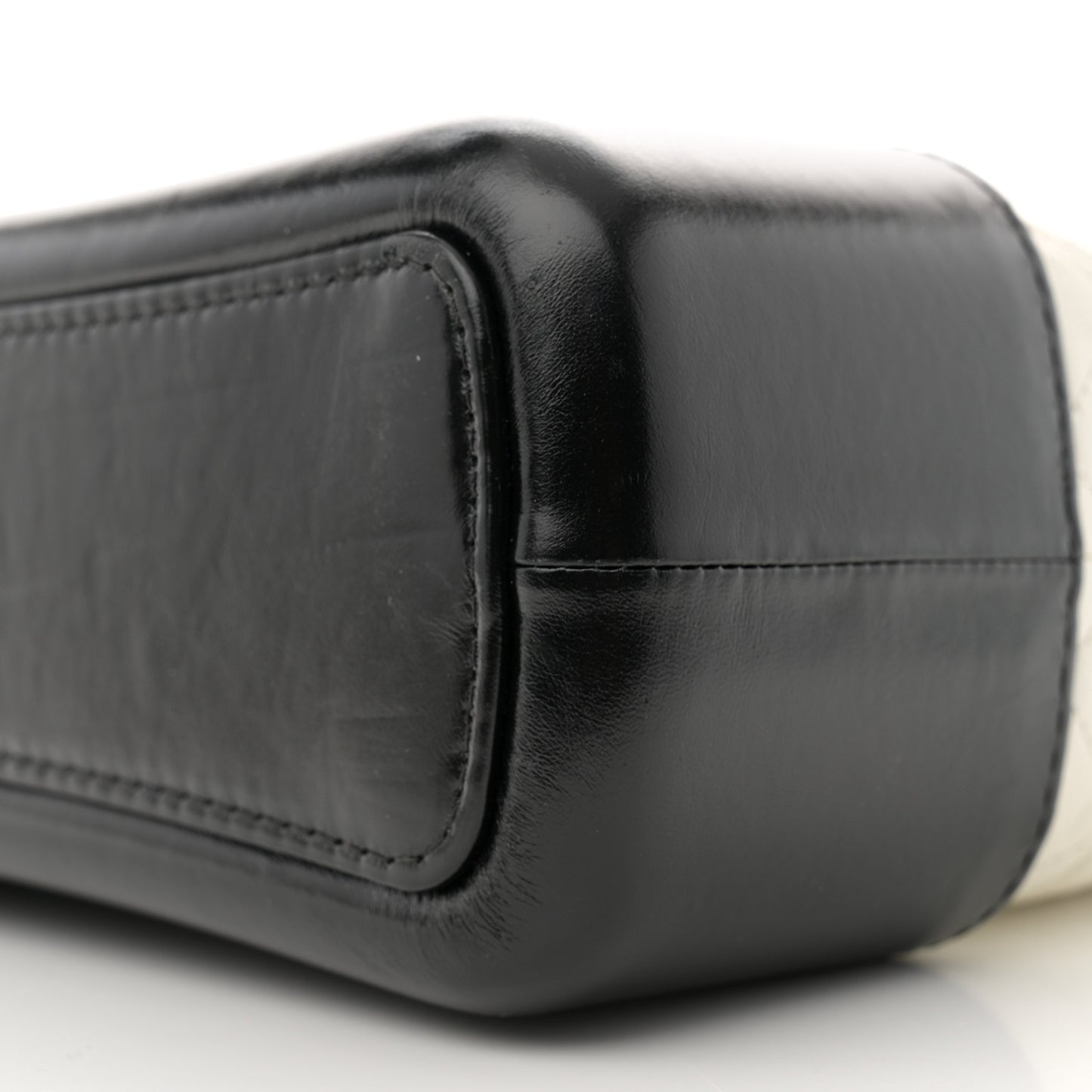 Aged Calfskin Quilted Medium Gabrielle Hobo Black White