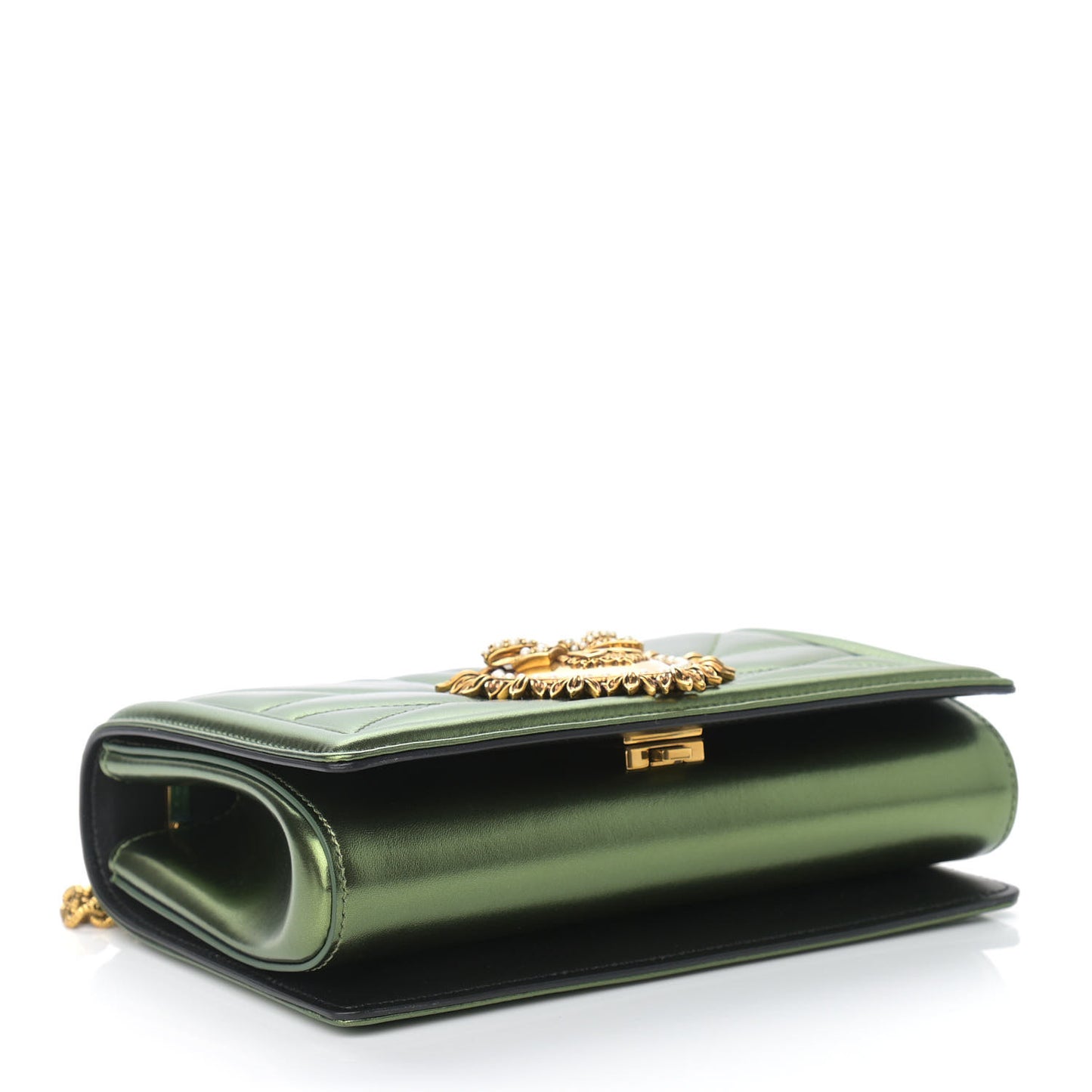 Metallic Calfskin Medium Devotion Crossbody Bag Green