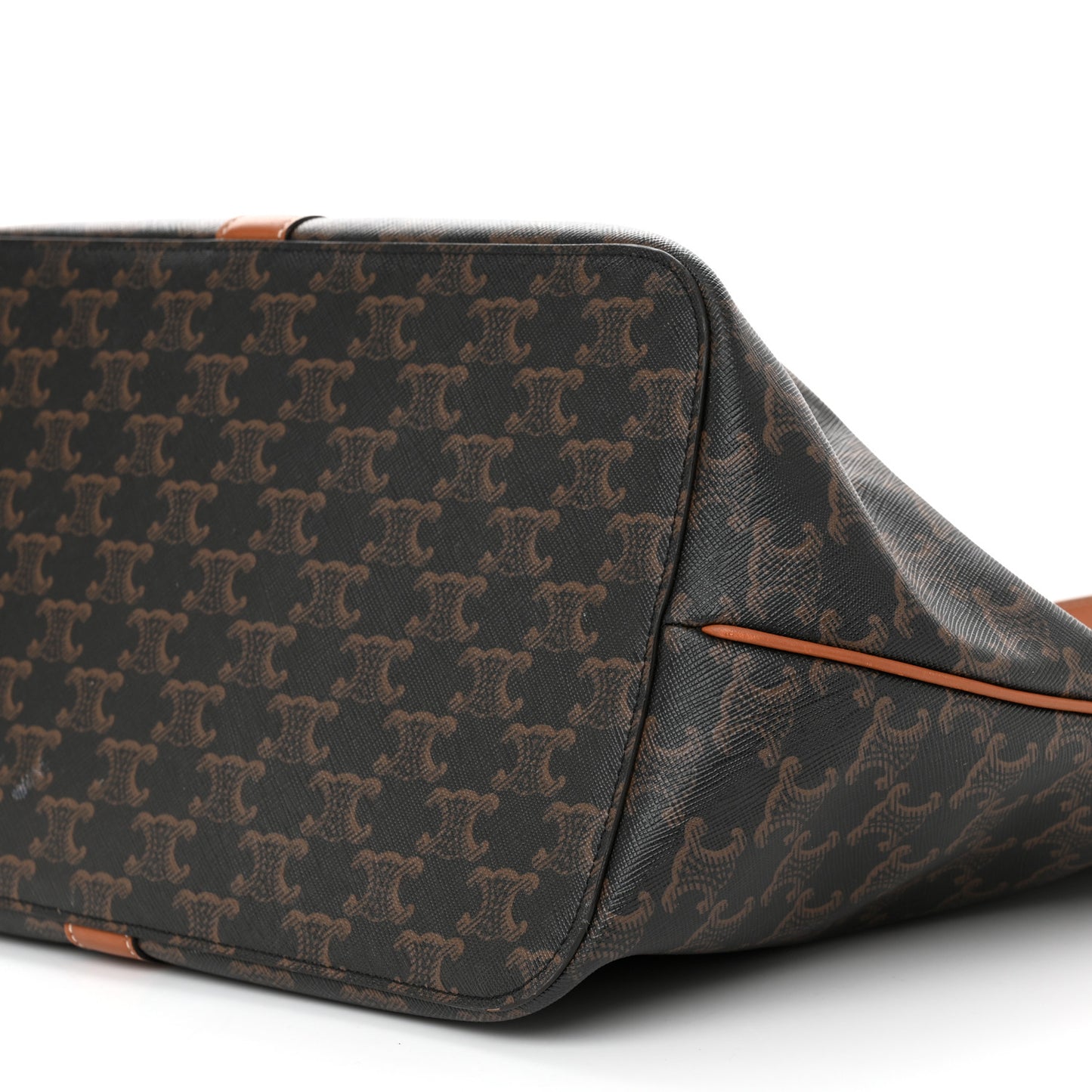 Triomphe Canvas Calfskin Medium Cabas Bag Tan