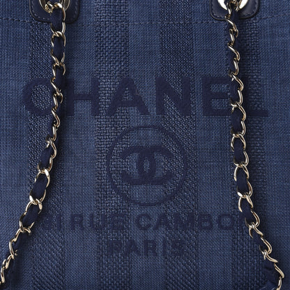 Chanel Mixed Fibers Striped Medium Deauville Tote Navy Blue 11 of 11