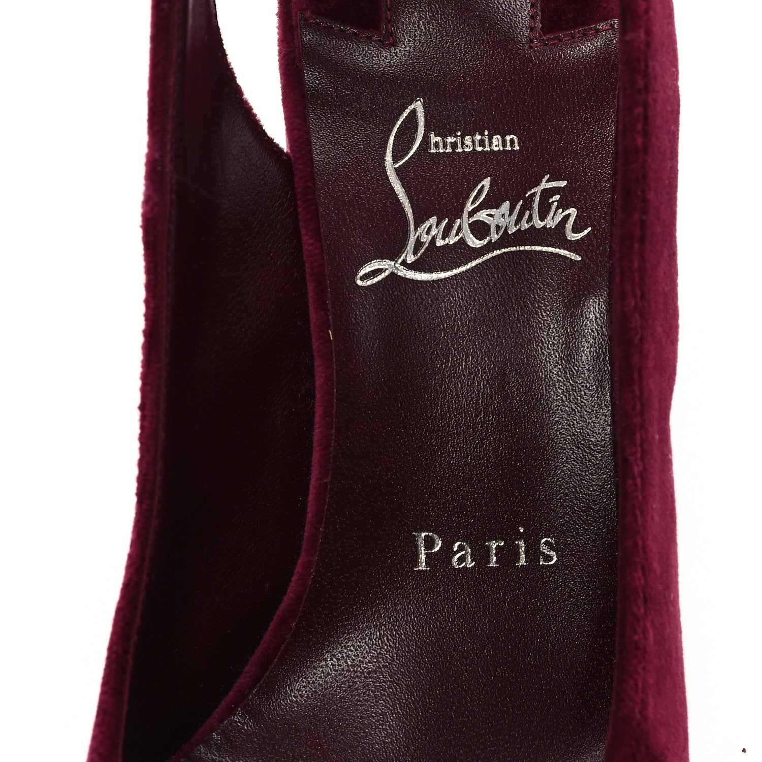 Christian Louboutin Velvet Miss Sab Sling 85 Pumps 35.5 Burgundy 8 of 8