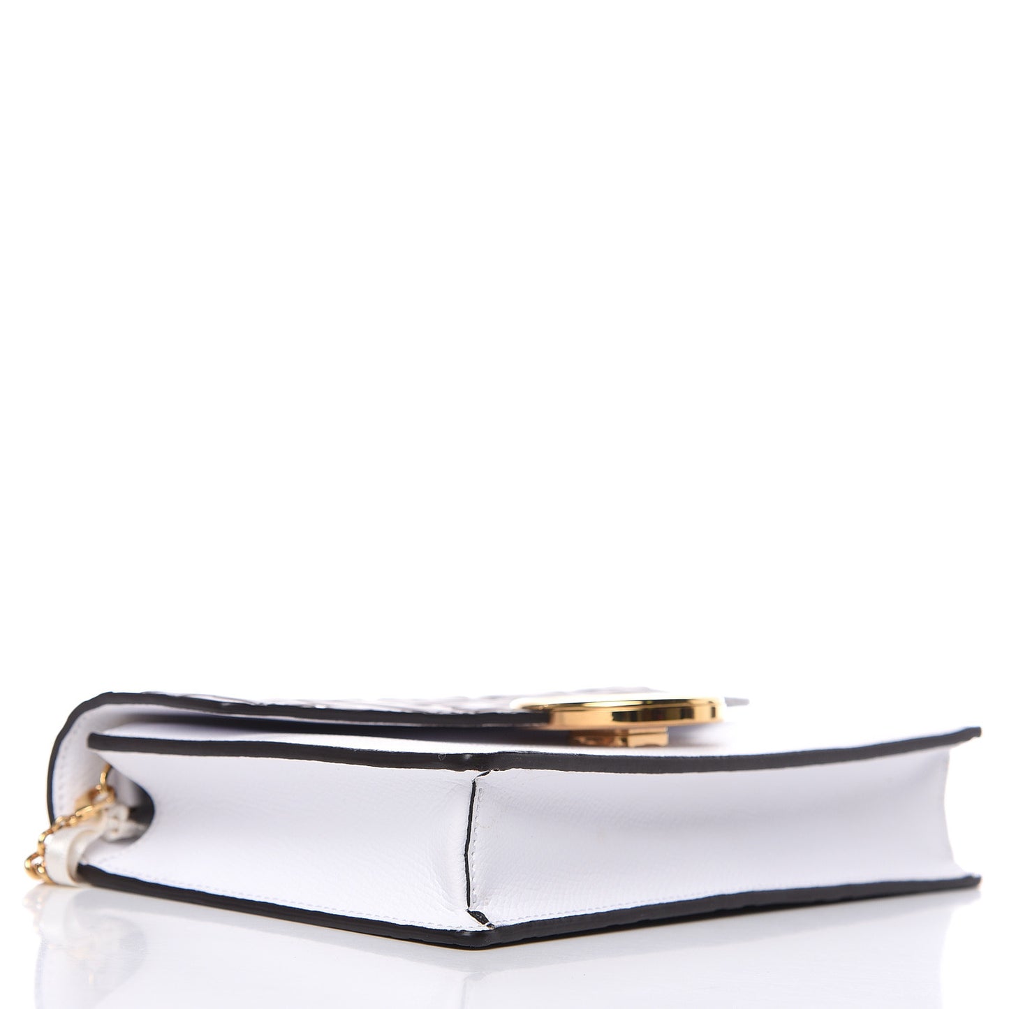 Vitello Cruise F is Fendi FF 1974 Embossed Medium Envelope Wallet On Chain Optical White Maya Black