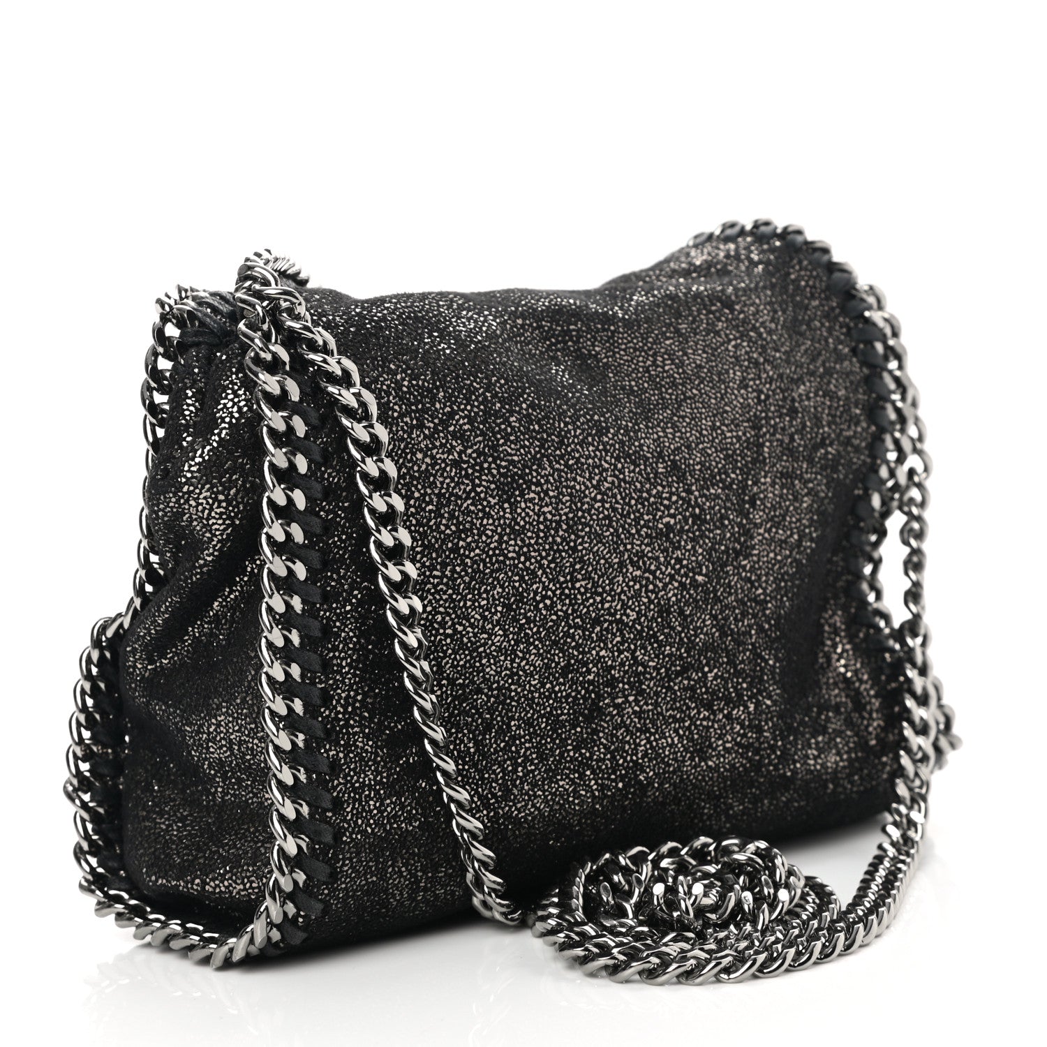 Stella McCartney Chamois Shiny Dotted Tiny Falabella Fold Over Tote Ruthenium 2 of 11
