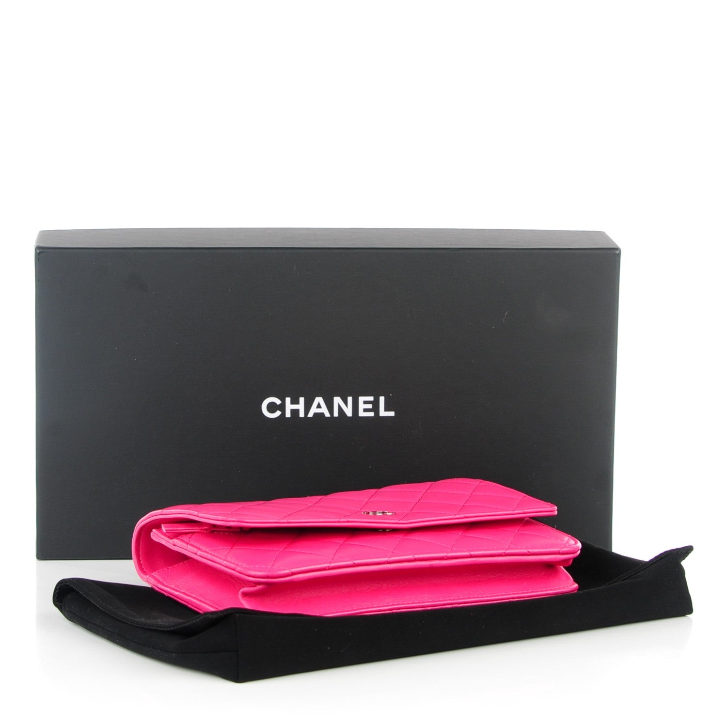 Chanel Lambskin Quilted Wallet On Chain WOC Dark Pink 3 of 8