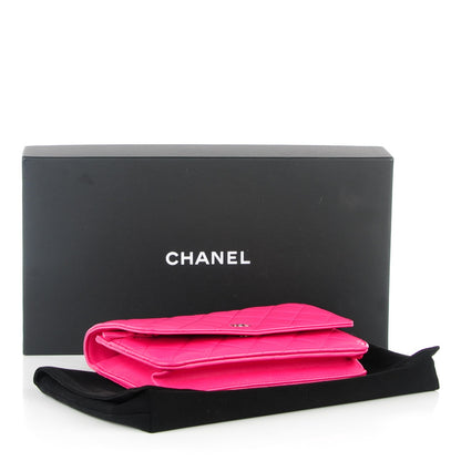 Chanel Lambskin Quilted Wallet On Chain WOC Dark Pink 3 of 8
