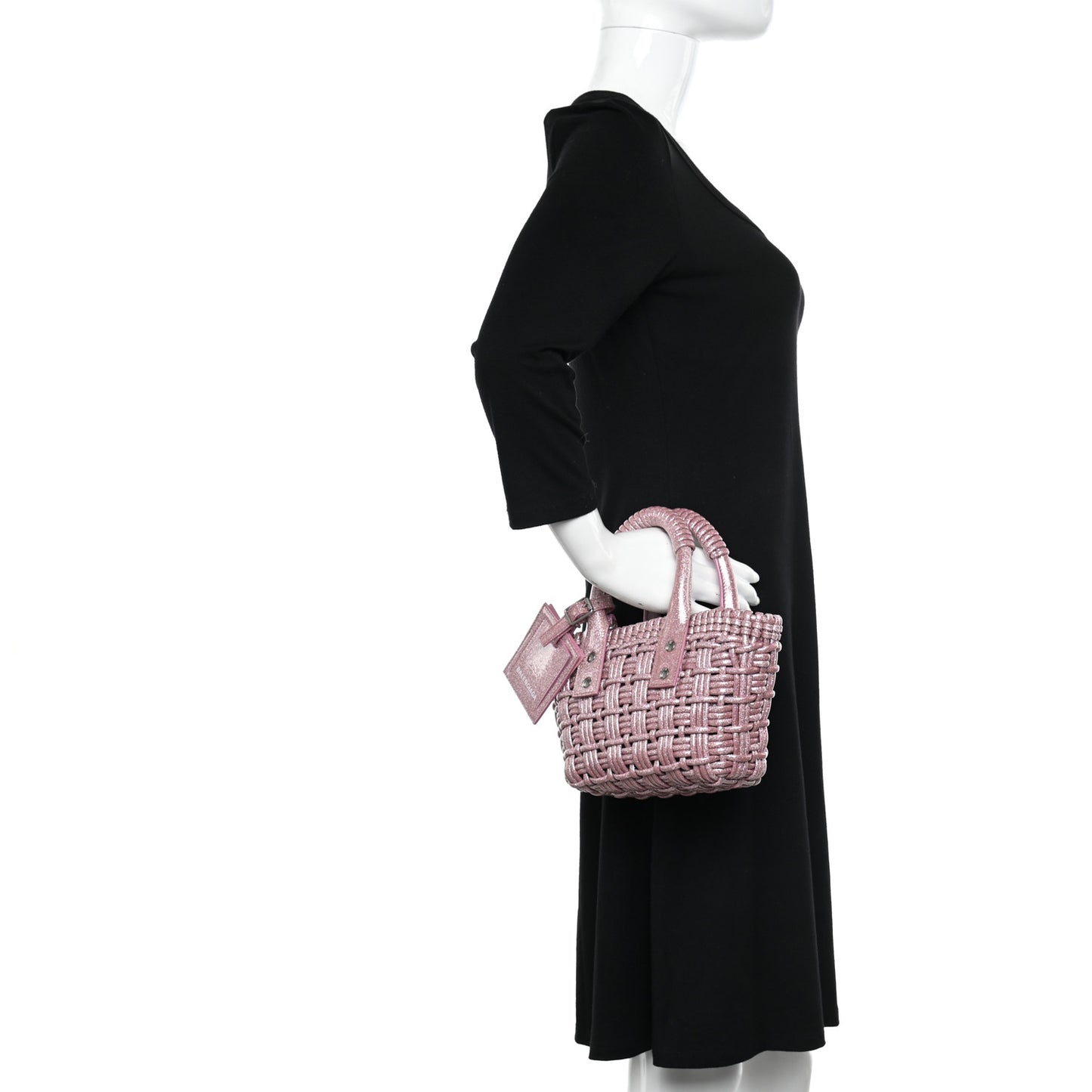 Glitter Faux Calfskin XXS Bistro Basket Pink