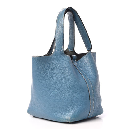 Hermes Taurillon Clemence Picotin Lock 18 PM Blue Jean 3 of 19