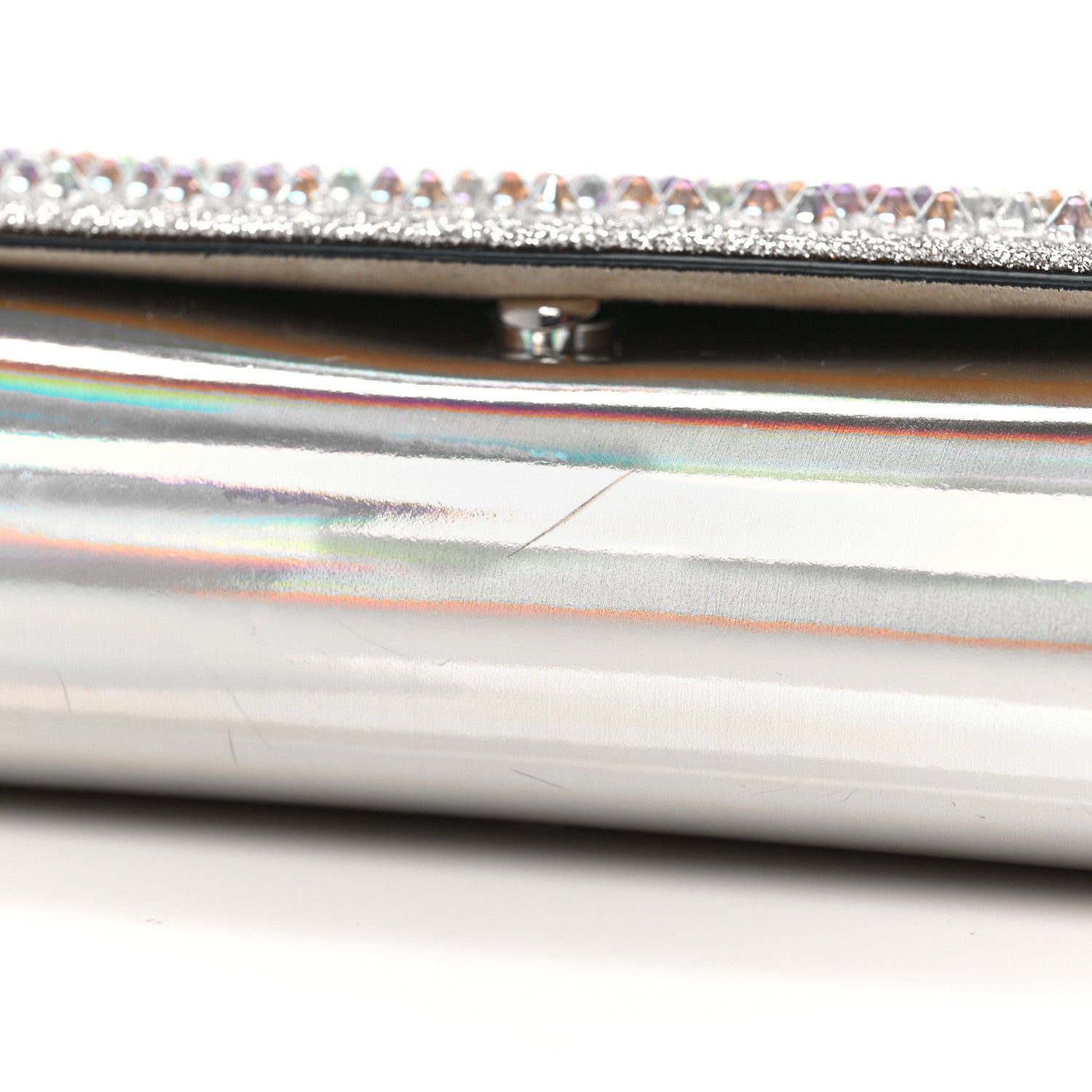 Christian Louboutin Glitter Metallic Patent Calfskin Psychic Spikes Paloma Clutch Gold 9 of 9