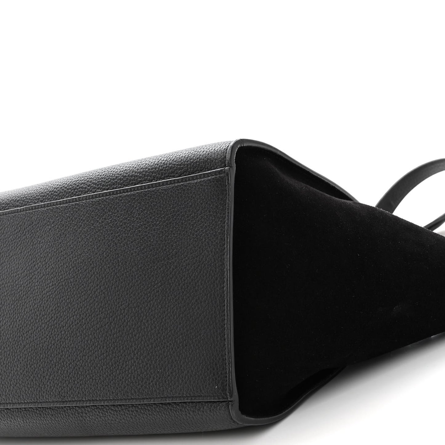 Drummed Calfskin Suede Small Trapeze Black
