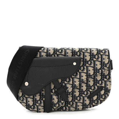 Christian Dior Oblique Saddle Messenger Pouch Beige Black 1 of 12