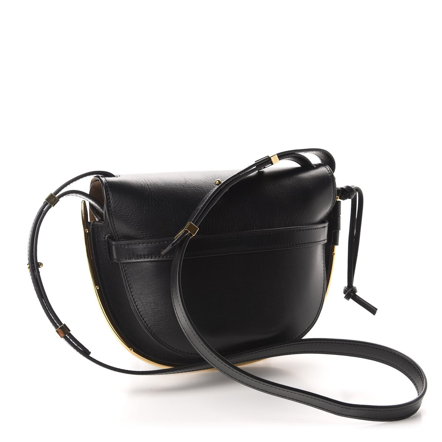 Calfskin Small Metal Gate Crossbody Bag Black