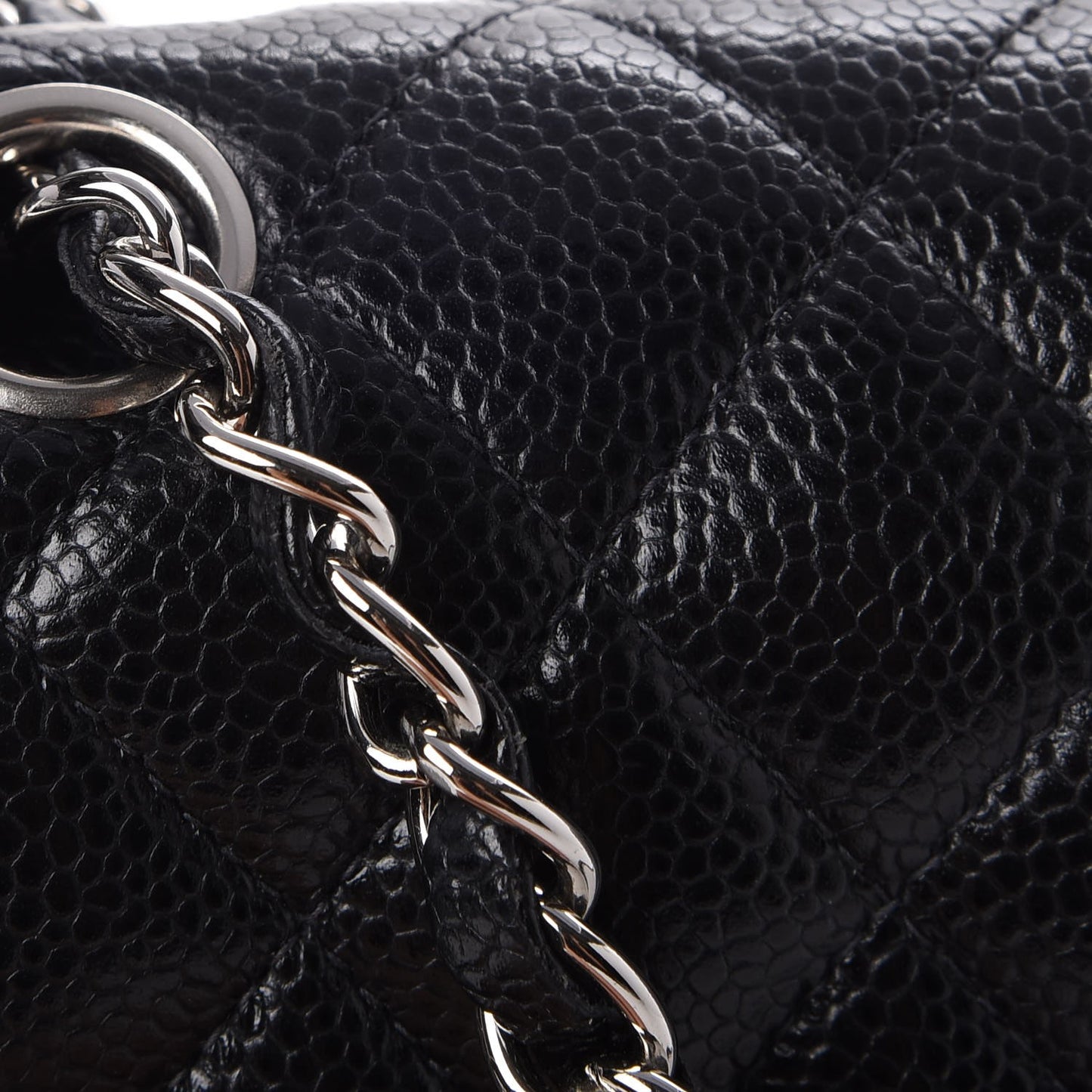 Caviar Quilted Medium Double Flap Black