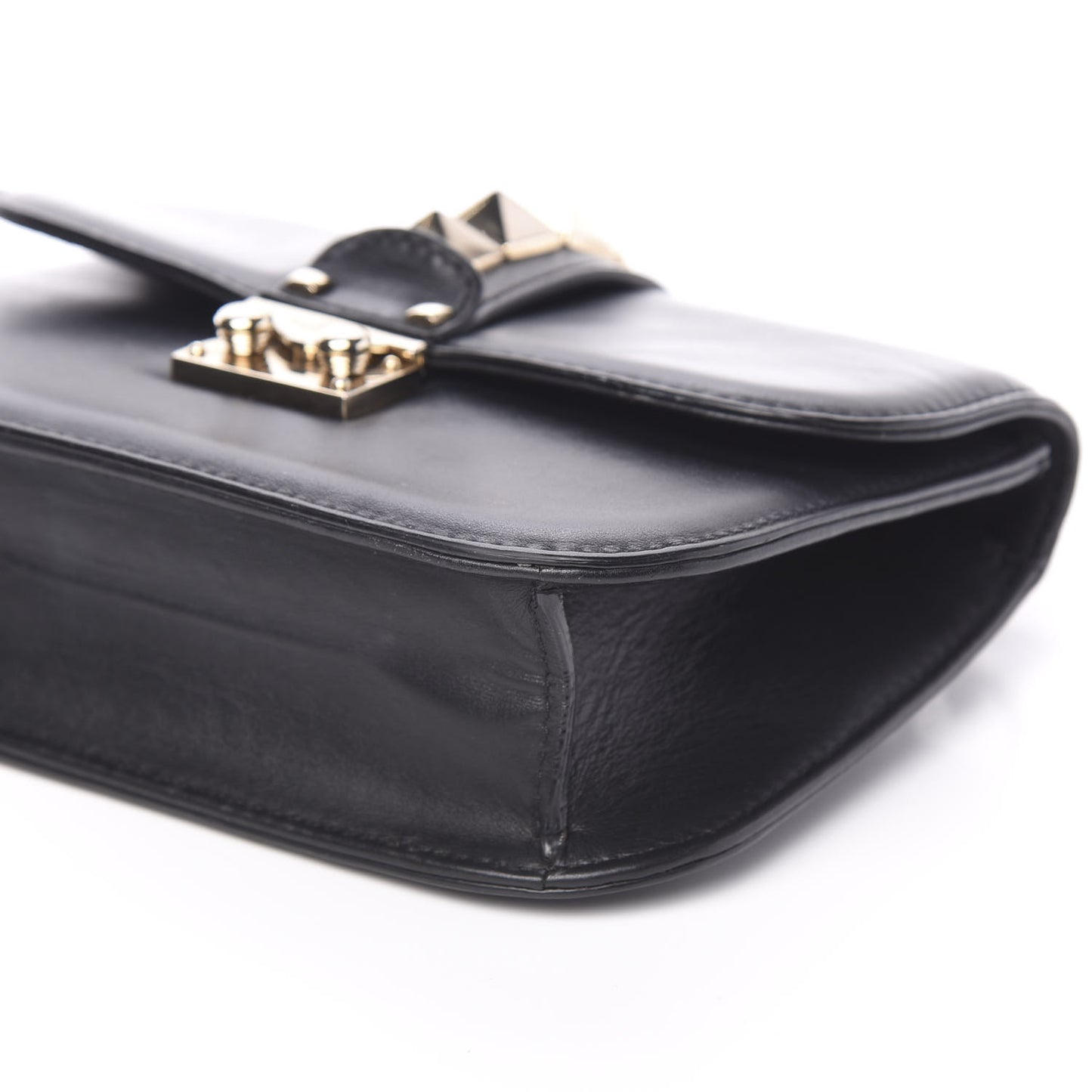 Vitello Small Glam Lock Rockstud Flap Black