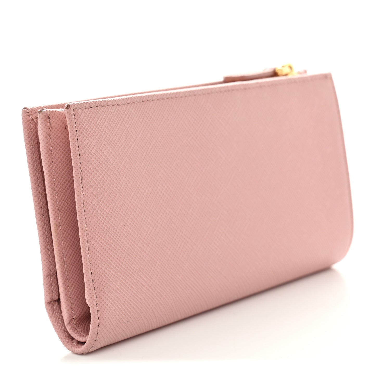 Saffiano Calfskin Triangle Continental Wallet Baby Pink