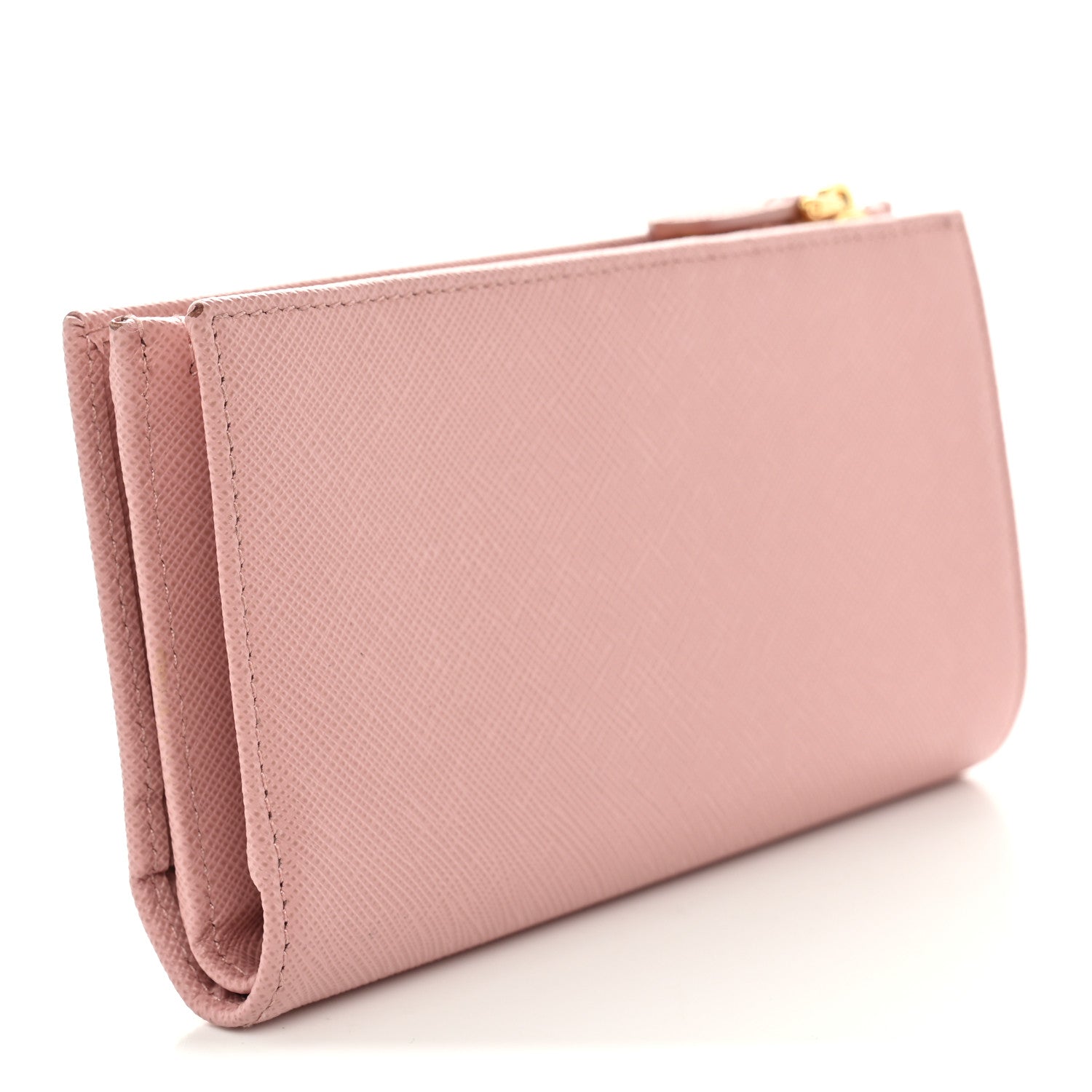 Prada Saffiano Calfskin Triangle Continental Wallet Baby Pink 3 of 10