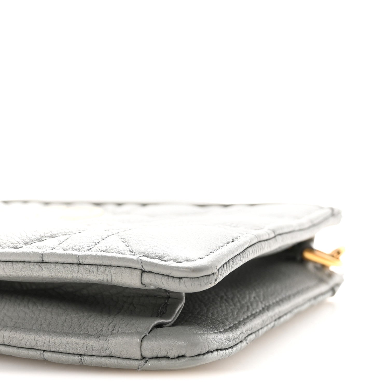 Christian Dior Calfskin Cannage Caro Zipped Pouch With Chain Grey