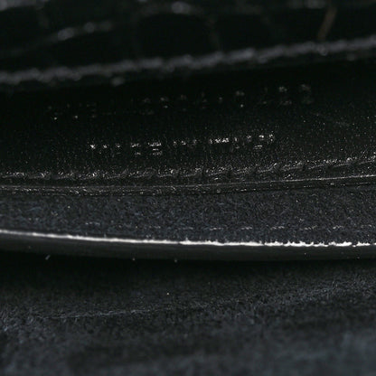 Saint Laurent Calfskin Crocodile Embossed Medium Monogram Sunset Black 8 of 11
