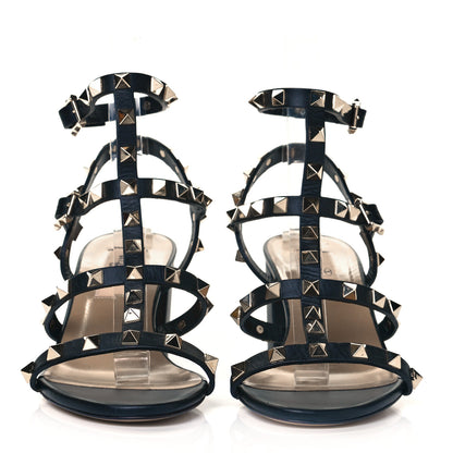Valentino Garavani Calfskin Rockstud 60mm City Sandals 35.5 Black 2 of 9