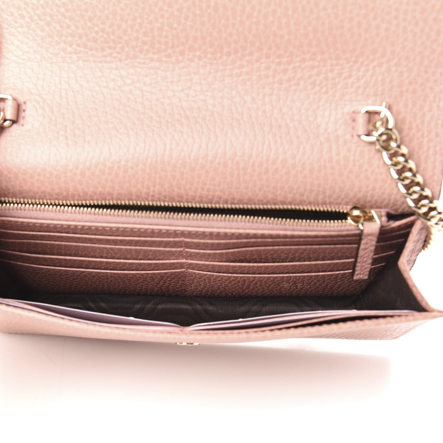 Gucci Dollar Calfskin Interlocking G Chain Wallet Soft Pink 6 of 10