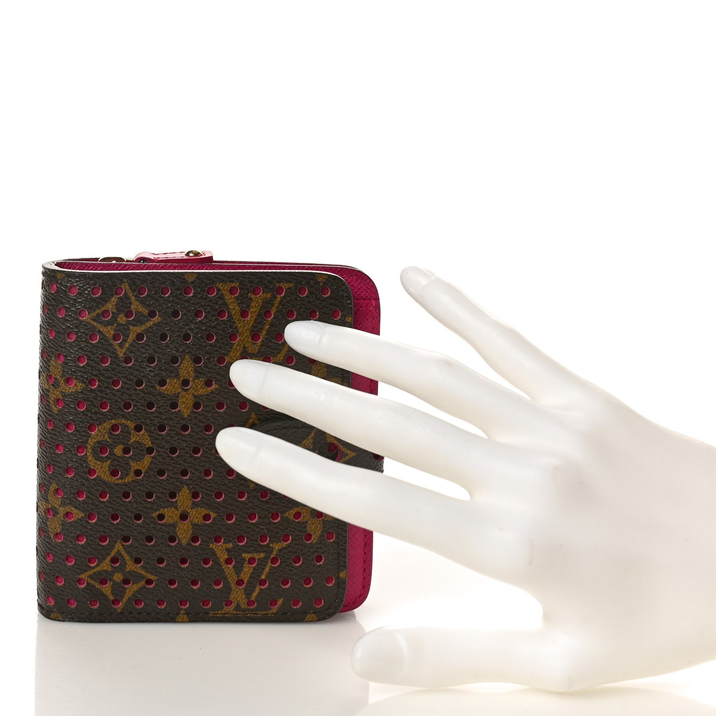 Monogram Perforated Compact Zipped Wallet Fuchsia