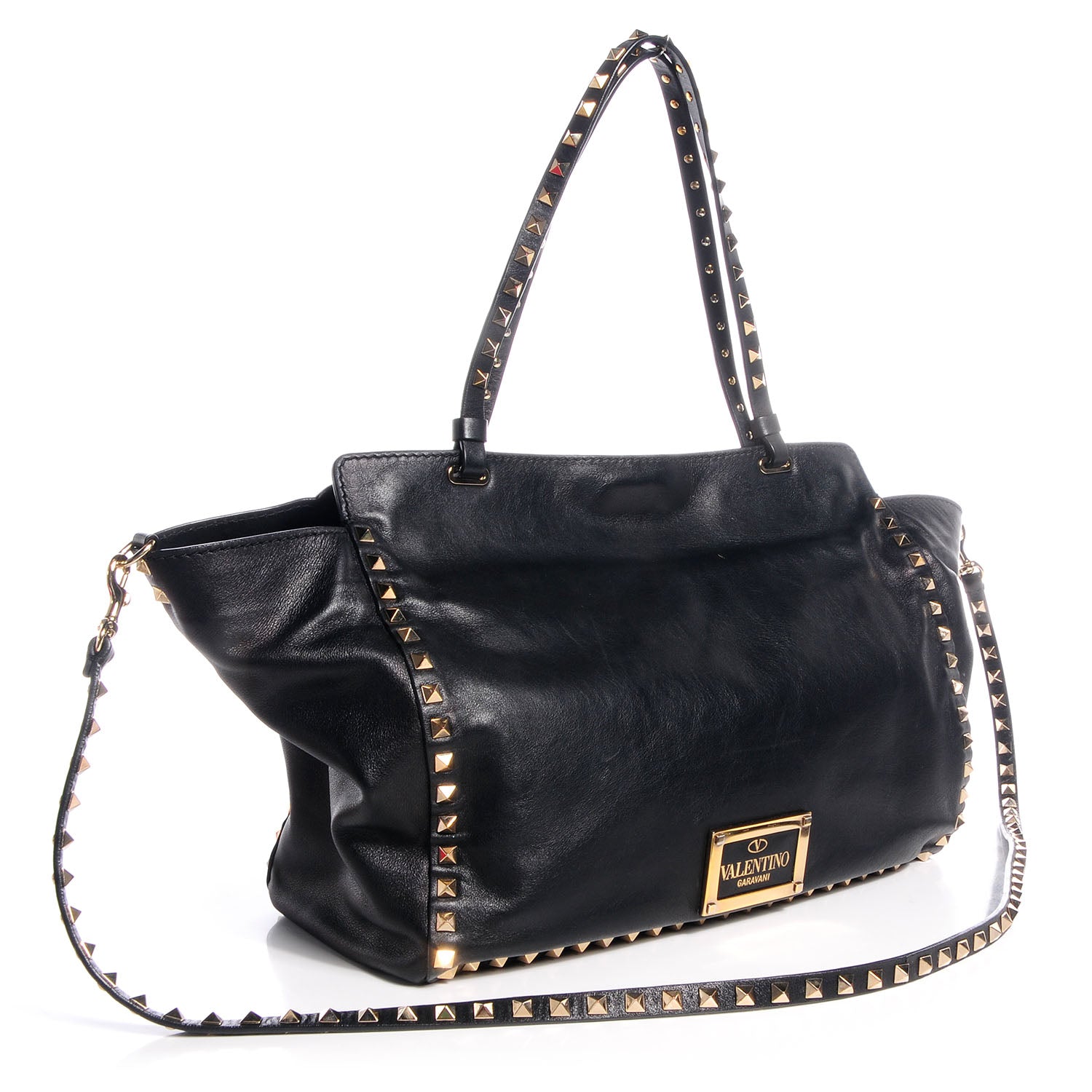 Valentino Garavani Vitello Medium Rockstud Tote Black 3 of 10