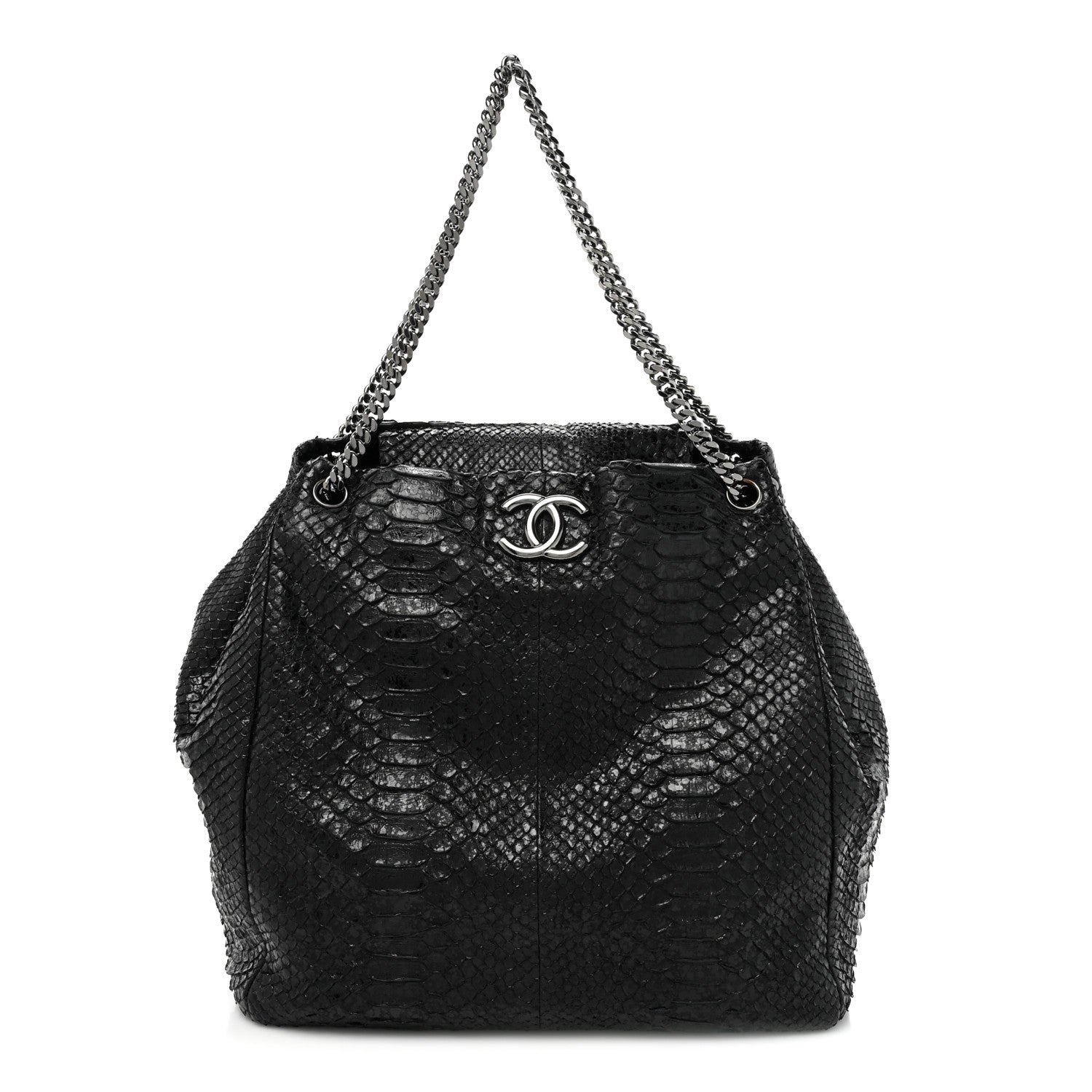 Chanel Snakeskin Accordion Tote Black 1 of 15