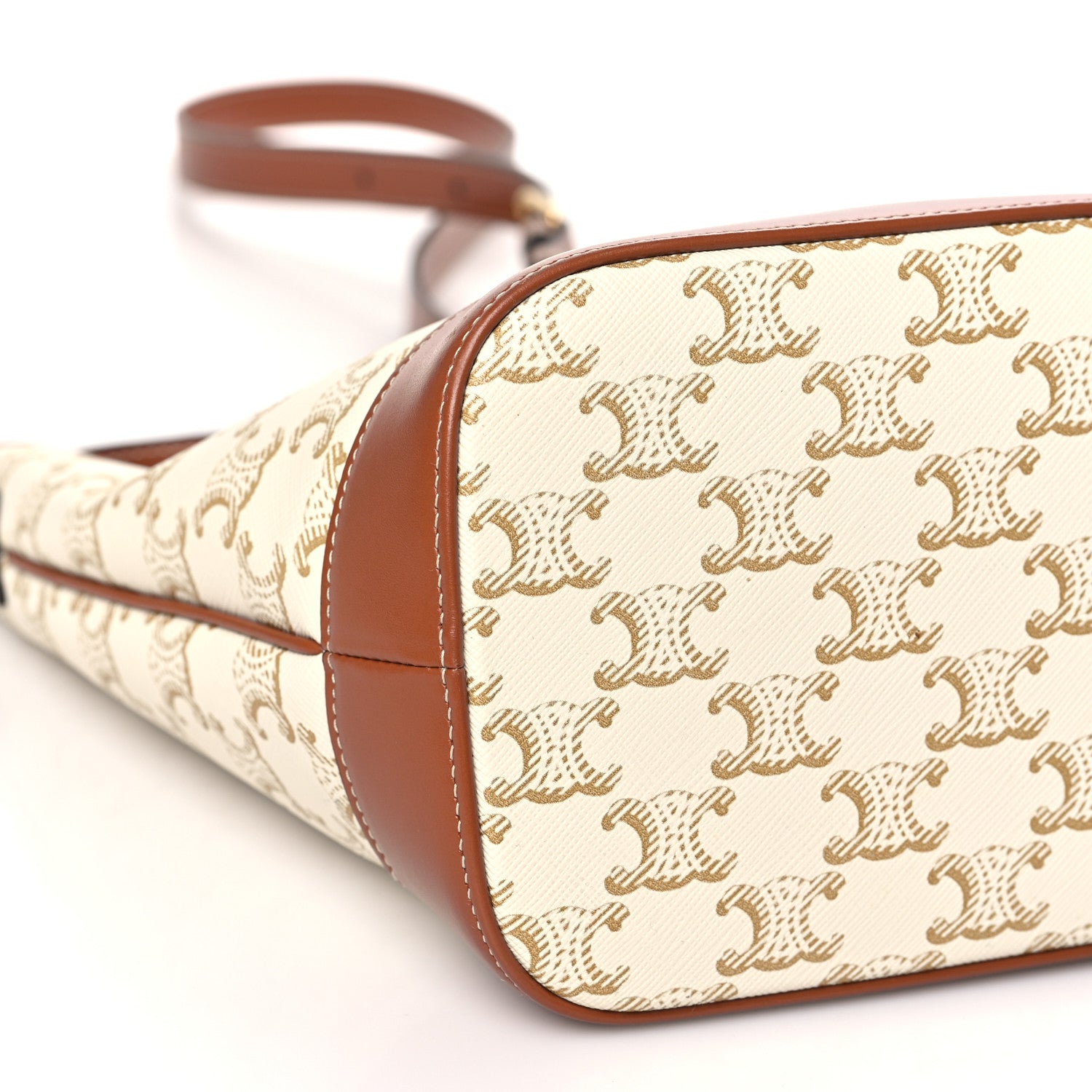 Celine Triomphe Canvas Calfskin Small Bucket Bag White 9 of 10