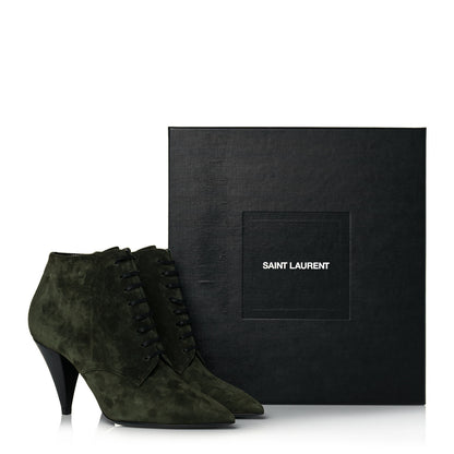 Saint Laurent Suede Kiki Lace-Up Ankle Boot 38 Military 8 of 8