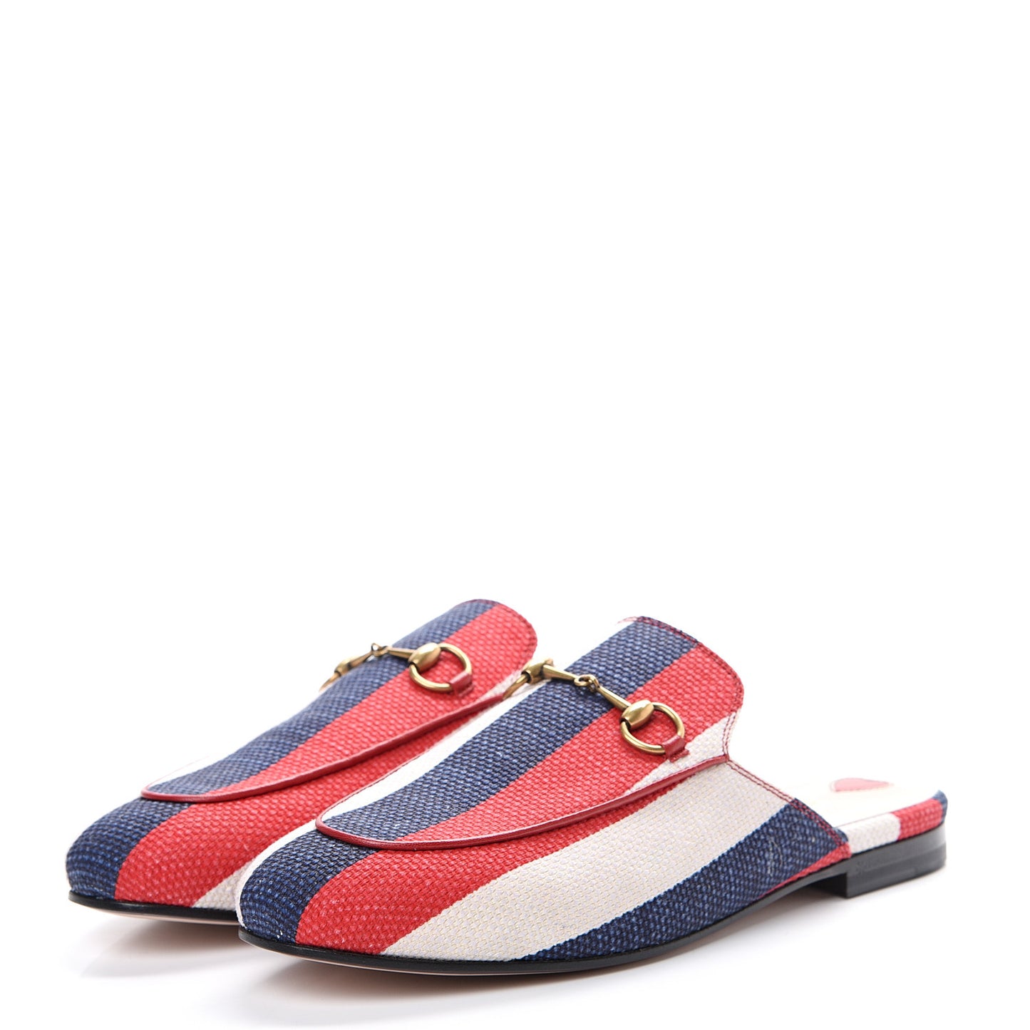 Canvas Sylvie Stripe Womens Princetown Slippers 39 Mystic White Hibiscus Red Maritime