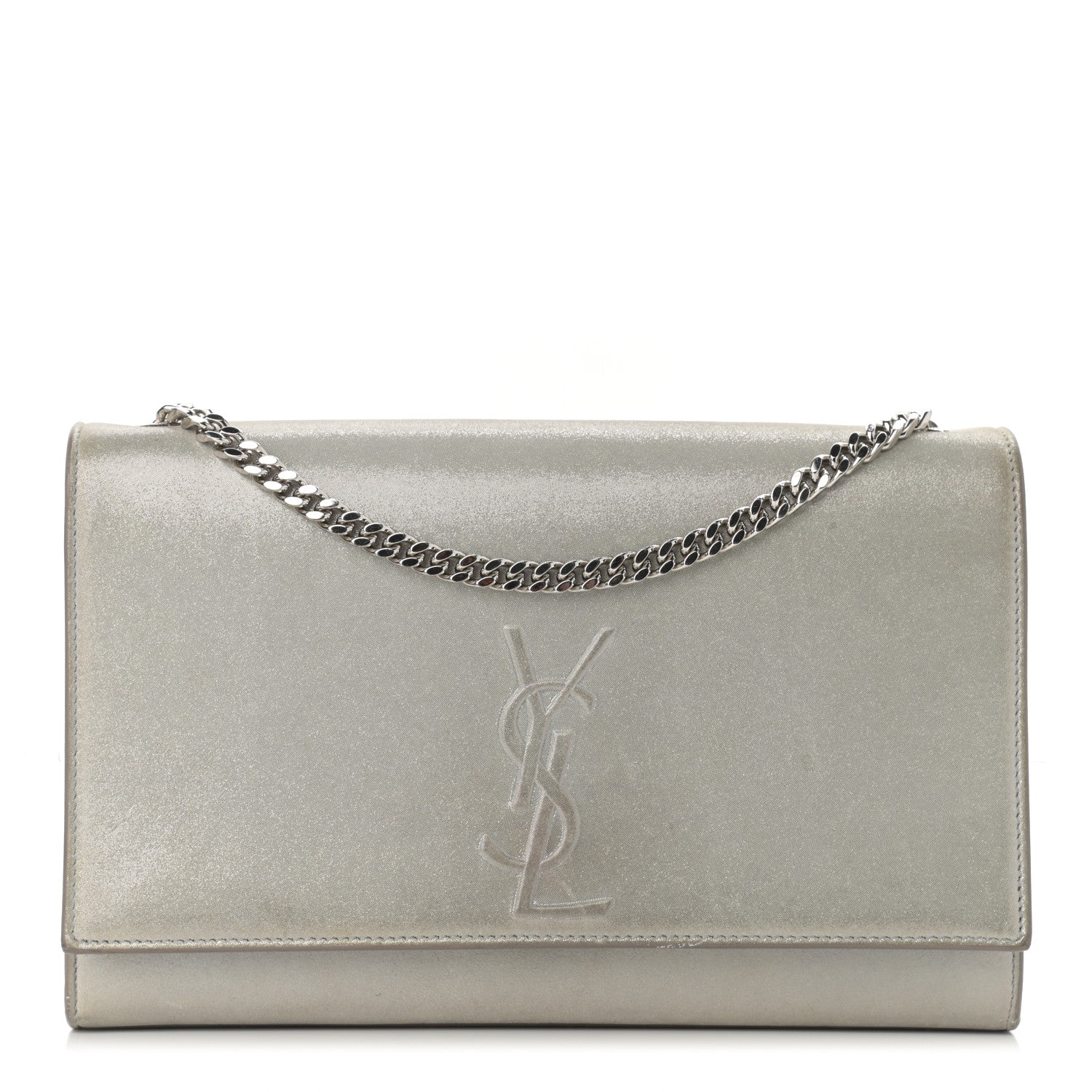 Saint Laurent Metallic Fabric Medium Monogram Kate Satchel Silver 1 of 10