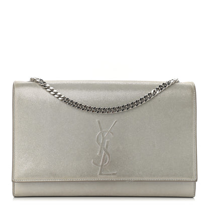 Saint Laurent Metallic Fabric Medium Monogram Kate Satchel Silver 1 of 10