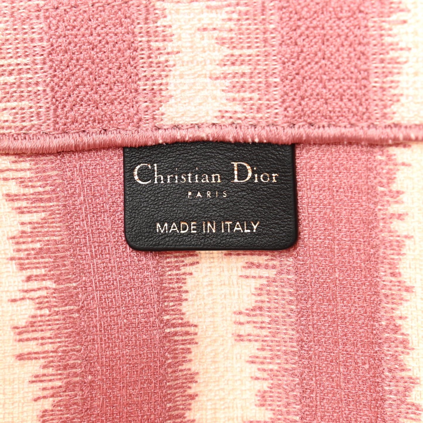 Canvas Embroidered Large Striped Book Tote Pink