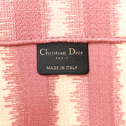 Christian Dior Canvas Embroidered Large Striped Book Tote Pink 6 of 11