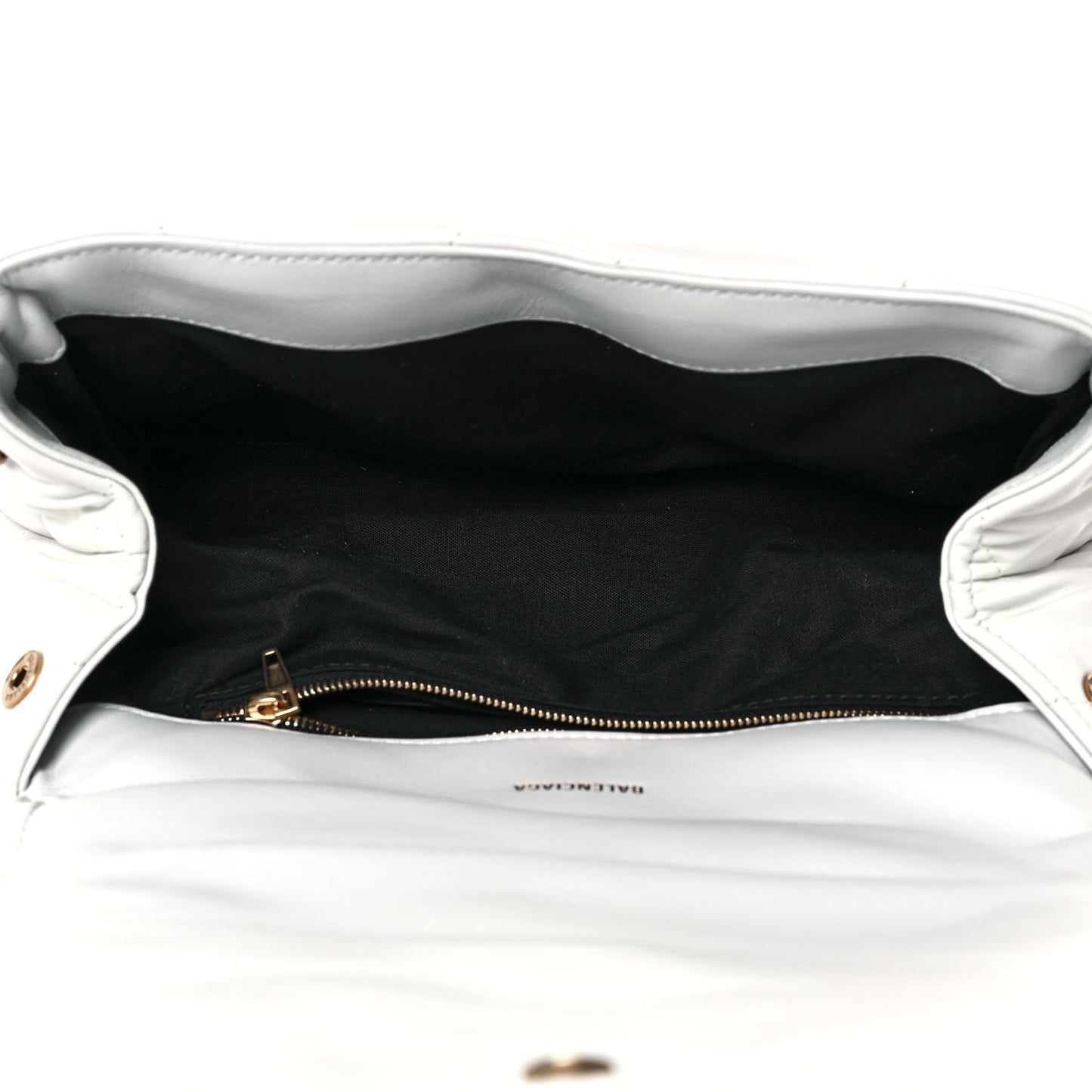 Nappa Calfskin Quilted Touch B Puffy Clutch White