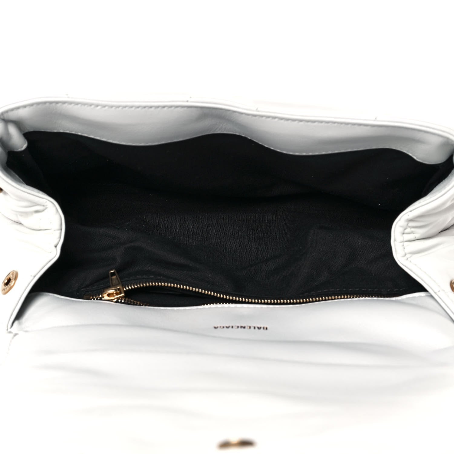 Balenciaga Nappa Calfskin Quilted Touch B Puffy Clutch White 5 of 14