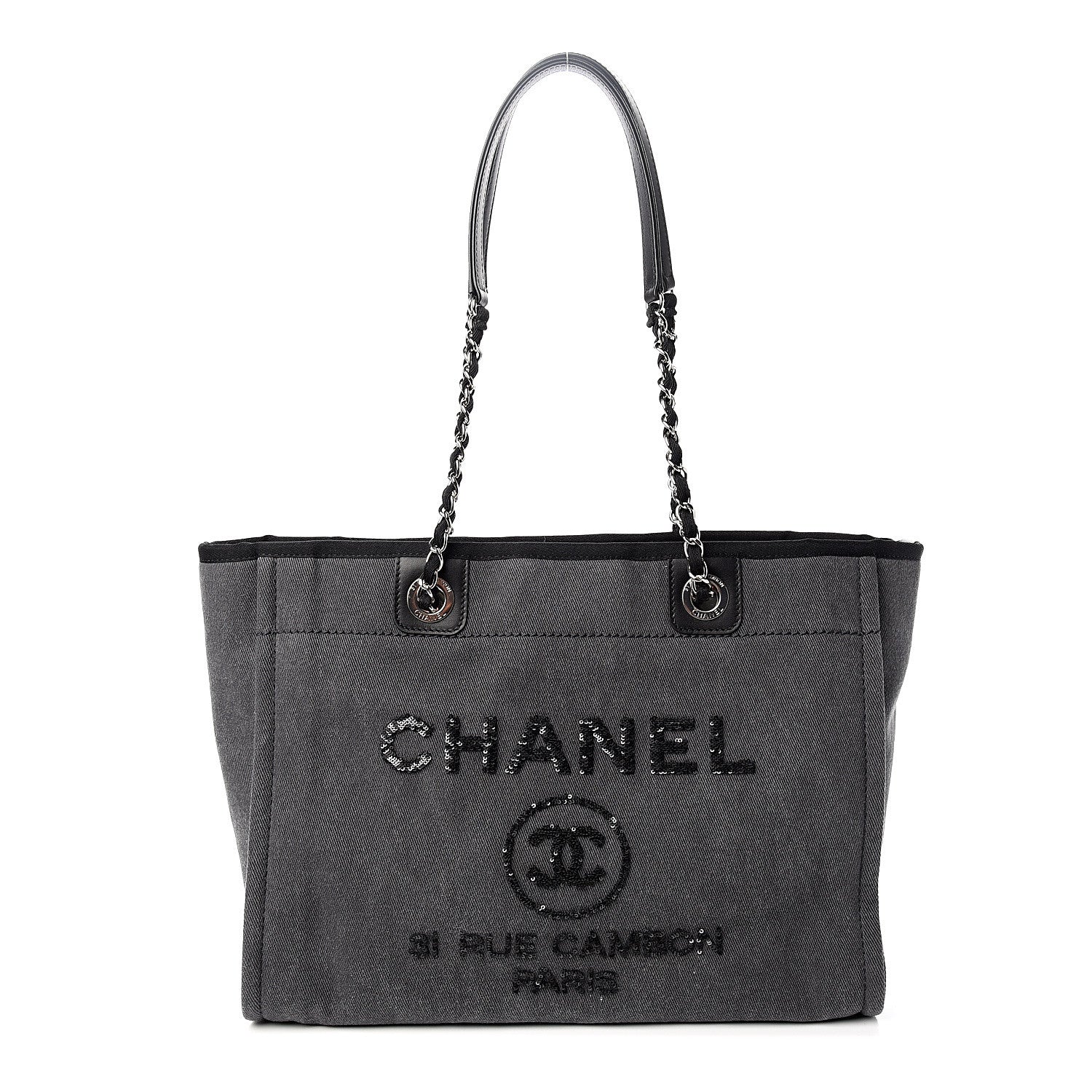 Chanel Canvas Sequin Small Deauville Tote Navy 1 of 9