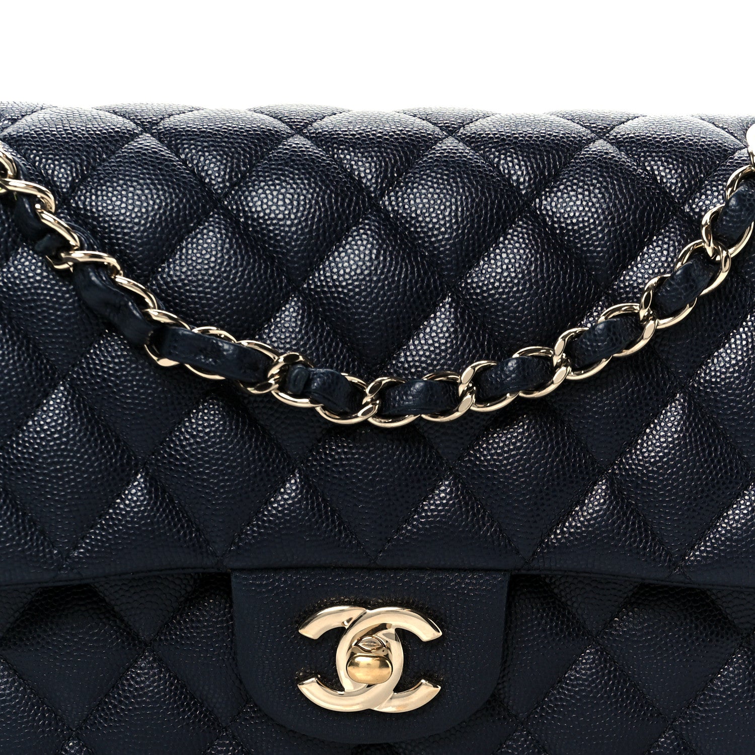 Chanel Caviar Quilted Medium Double Flap Navy 17 of 21