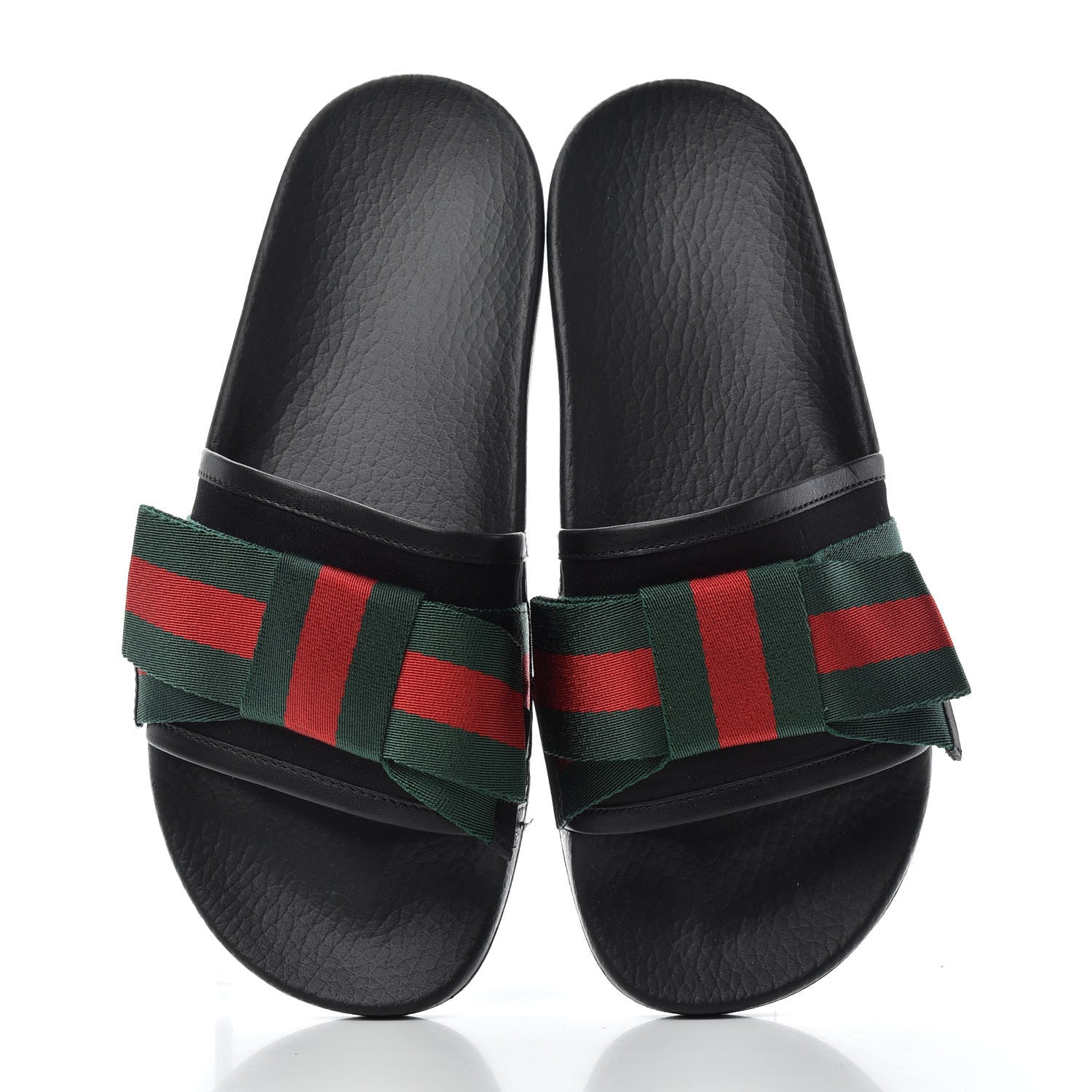 Gucci Satin Web Bow Slide Sandals 38 Black 5 of 11