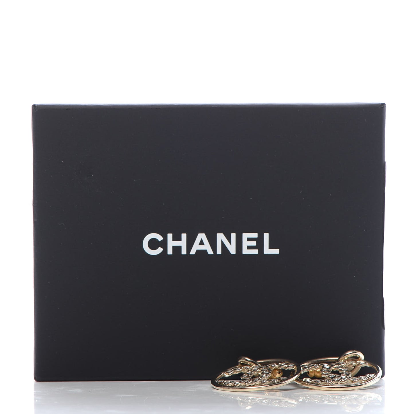 Crystal Chain Chanel Strass CC Drop Earrings Gold