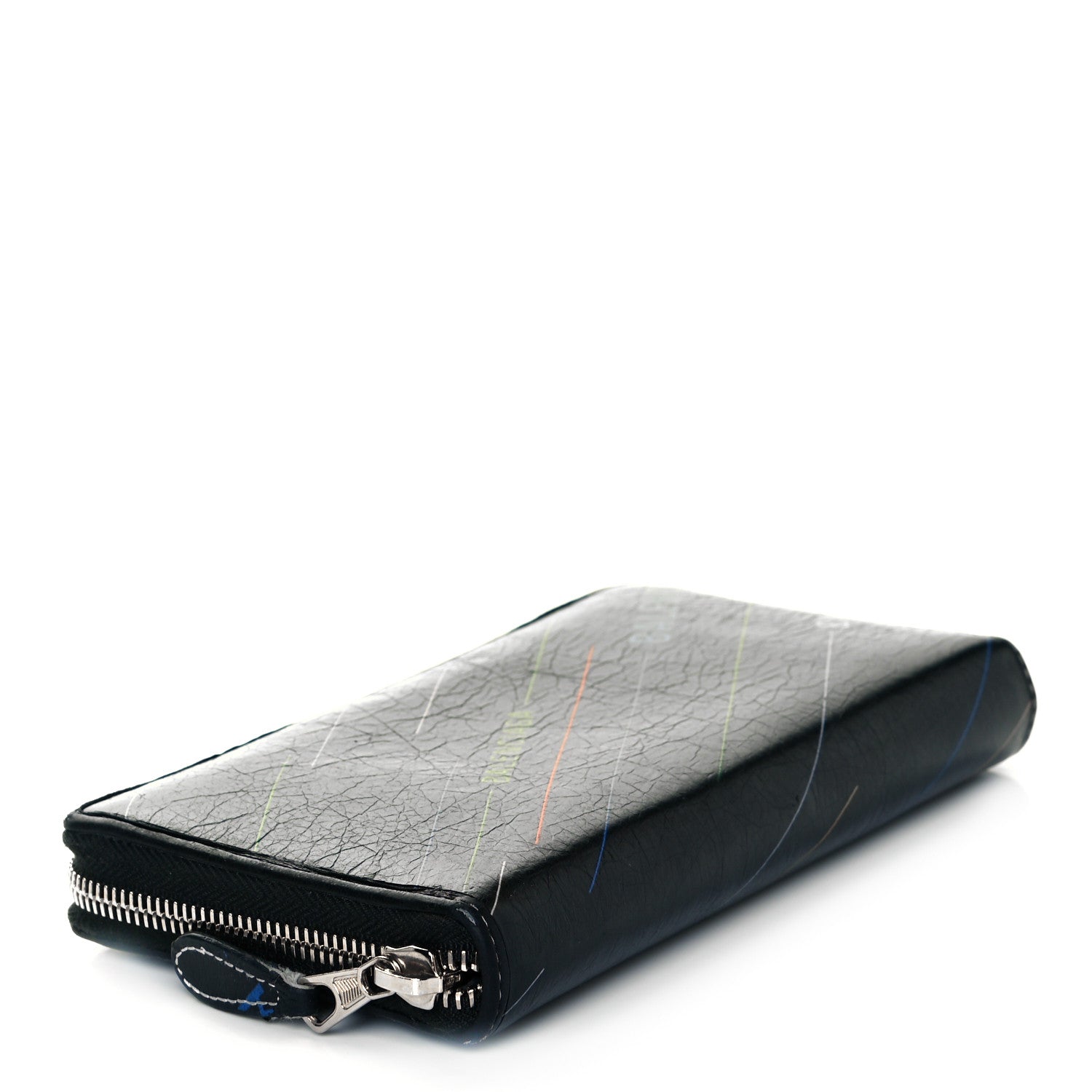 Balenciaga Agneau Arena Logo Multicolor Print Bazar Continental Zip Around Wallet Black Multicolor 4 of 10