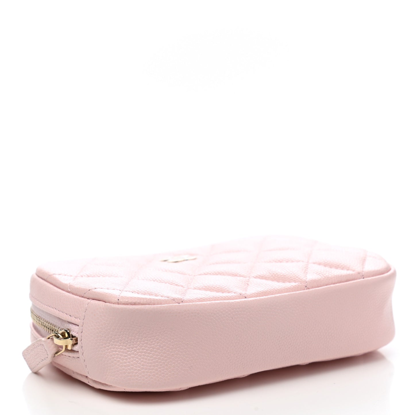 Caviar Quilted Small Curvy Pouch Cosmetic Case Light Pink