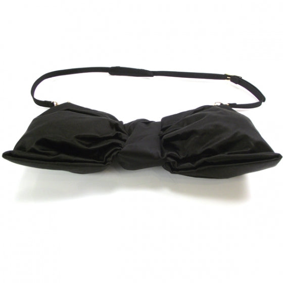 Satin Noeud d'Amour Bow Clutch Black