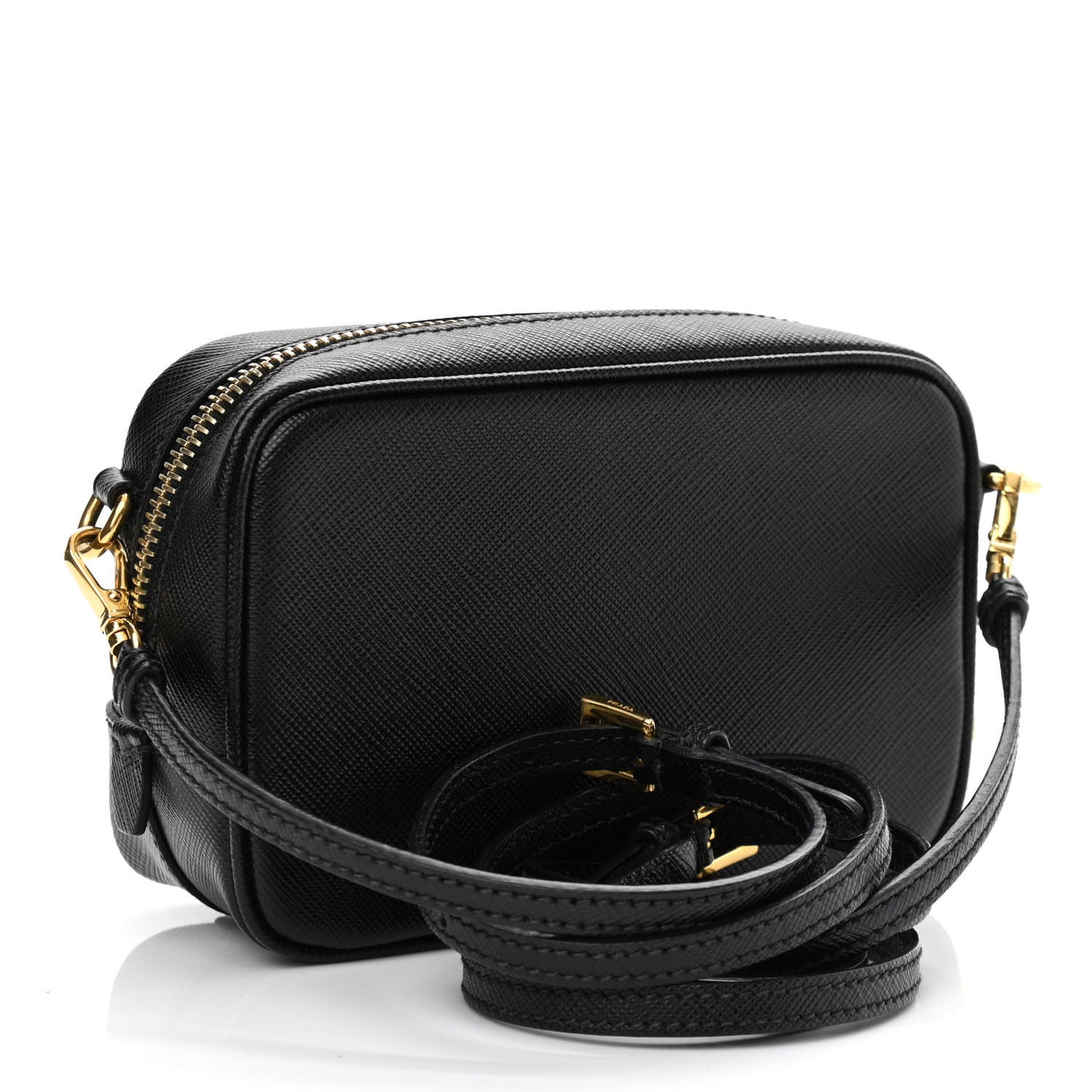Saffiano Mini Camera Crossbody Bag Black