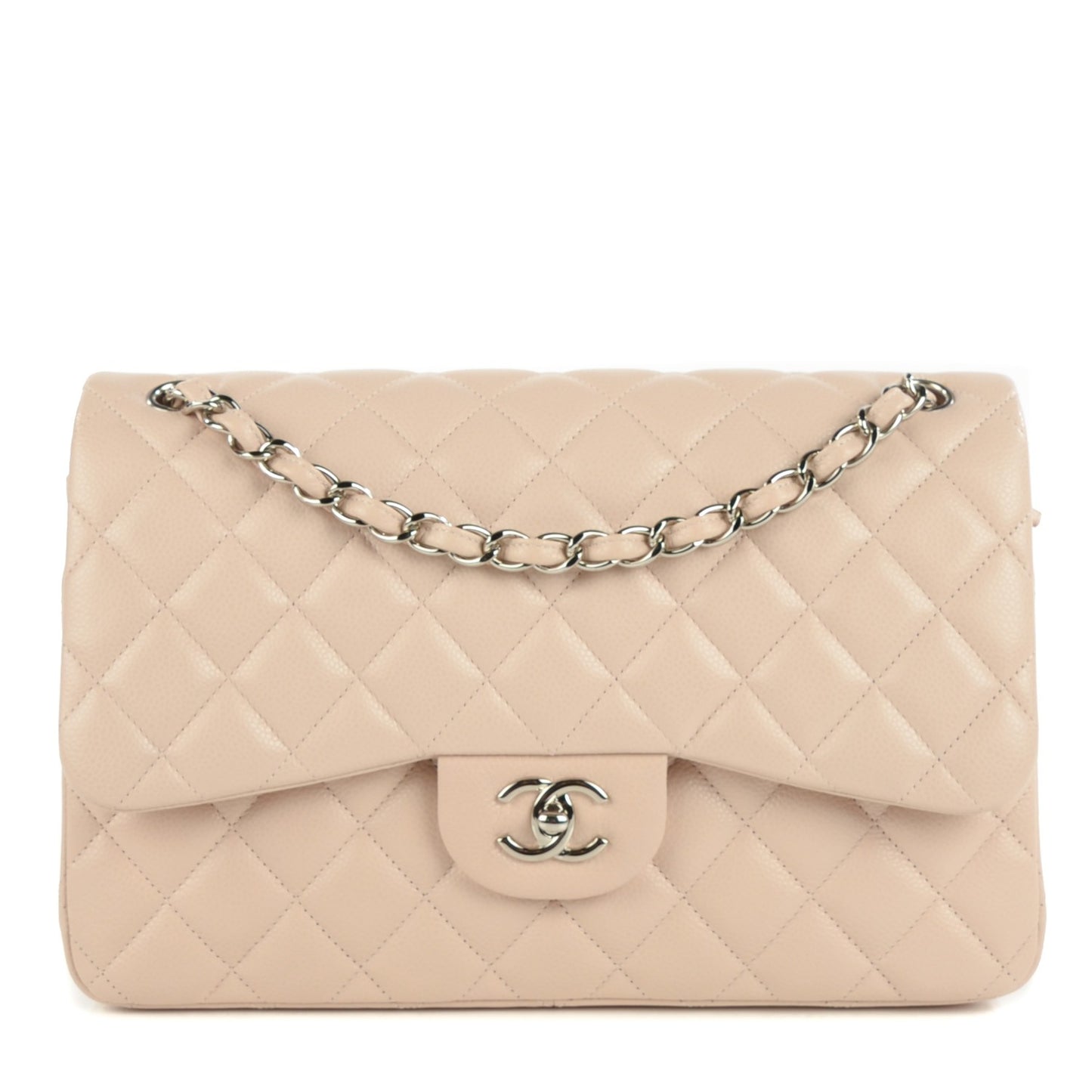 Caviar Quilted Jumbo Double Flap Light Pink
